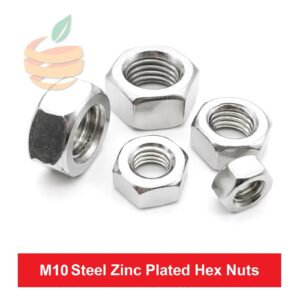 10 PCs M10 Steel Zinc Plated Hexagon Nuts