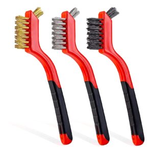 Big 3 PCs Wire Brush Set Steel Brass Nylon Cleaning Brush